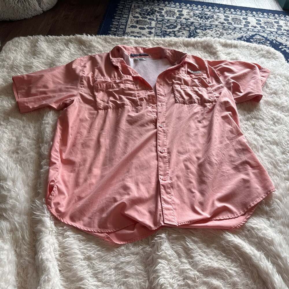 Columbia PFG Men's‎ pink button down Short Sleeve Shirt XL